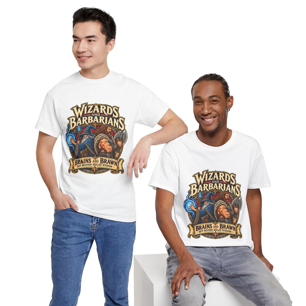 Wizards & Barbarians T-Shirt | Funny Fantasy RPG Gamer Tee