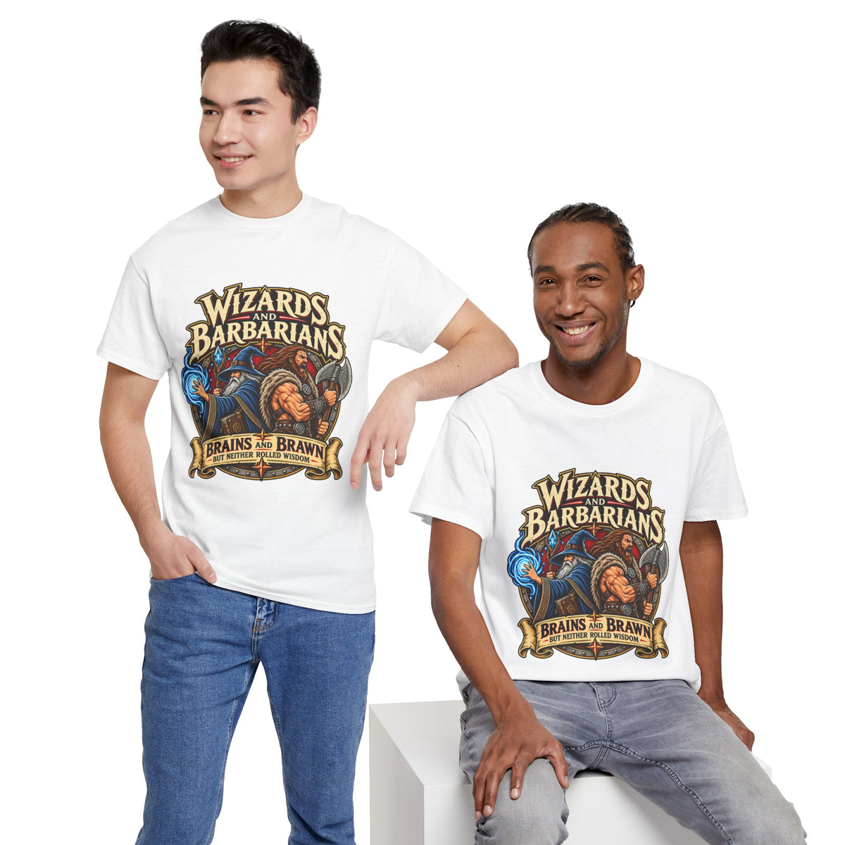 Wizards & Barbarians T-Shirt | Funny Fantasy RPG Gamer Tee