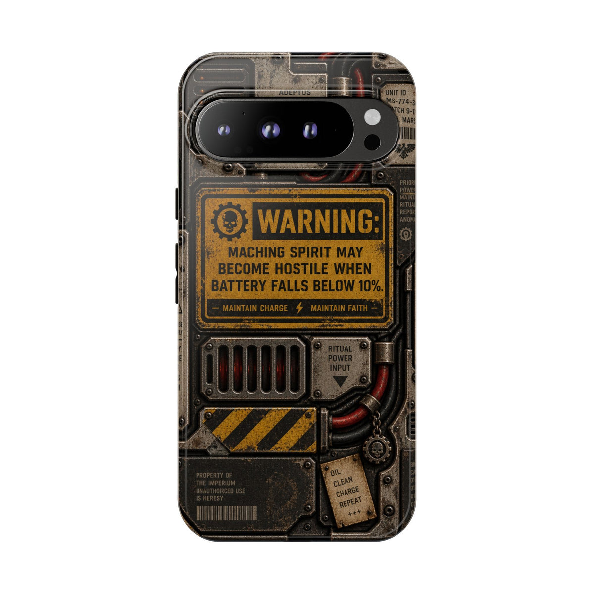 Machine Spirit Warning Phone Case | Grimdark Sci-Fi Design