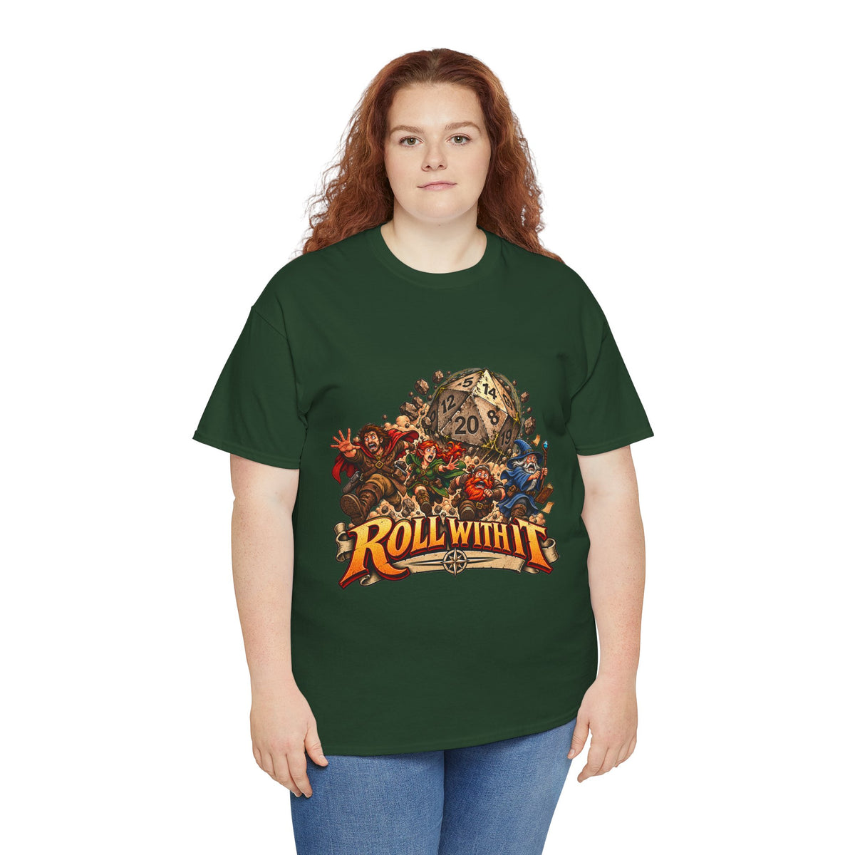 Roll With It D20 T-Shirt | Funny Tabletop RPG Dice Tee