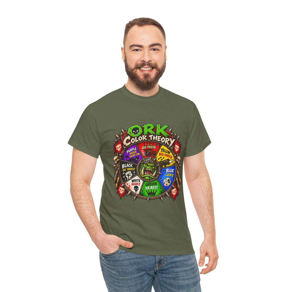 Green-Skin Color Theory T-Shirt – Funny Tabletop Wargaming Tee | Ork Fantasy Sci-Fi Gamer Shirt