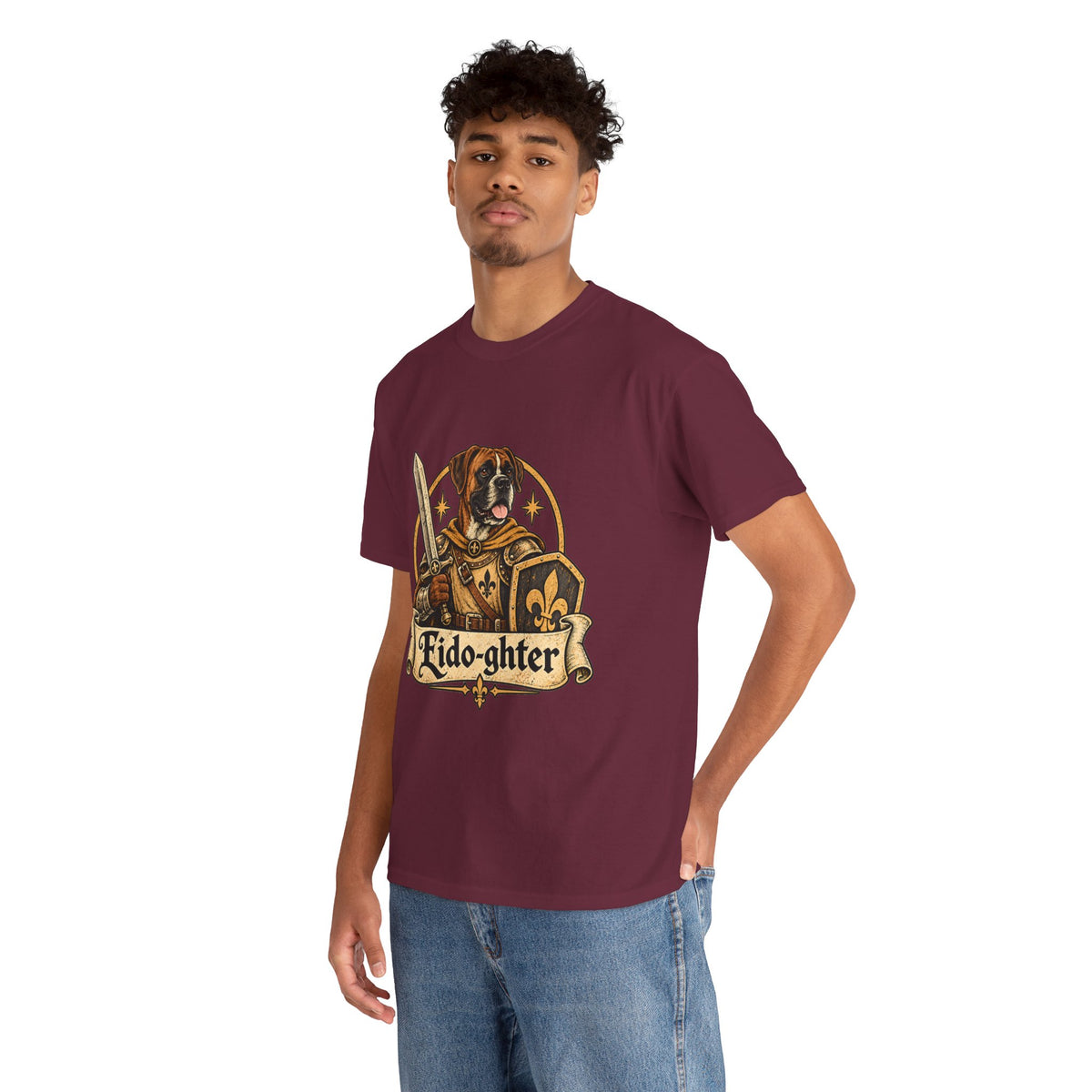 Fido Fighter Dog T Shirt Funny Fantasy Warrior Tee