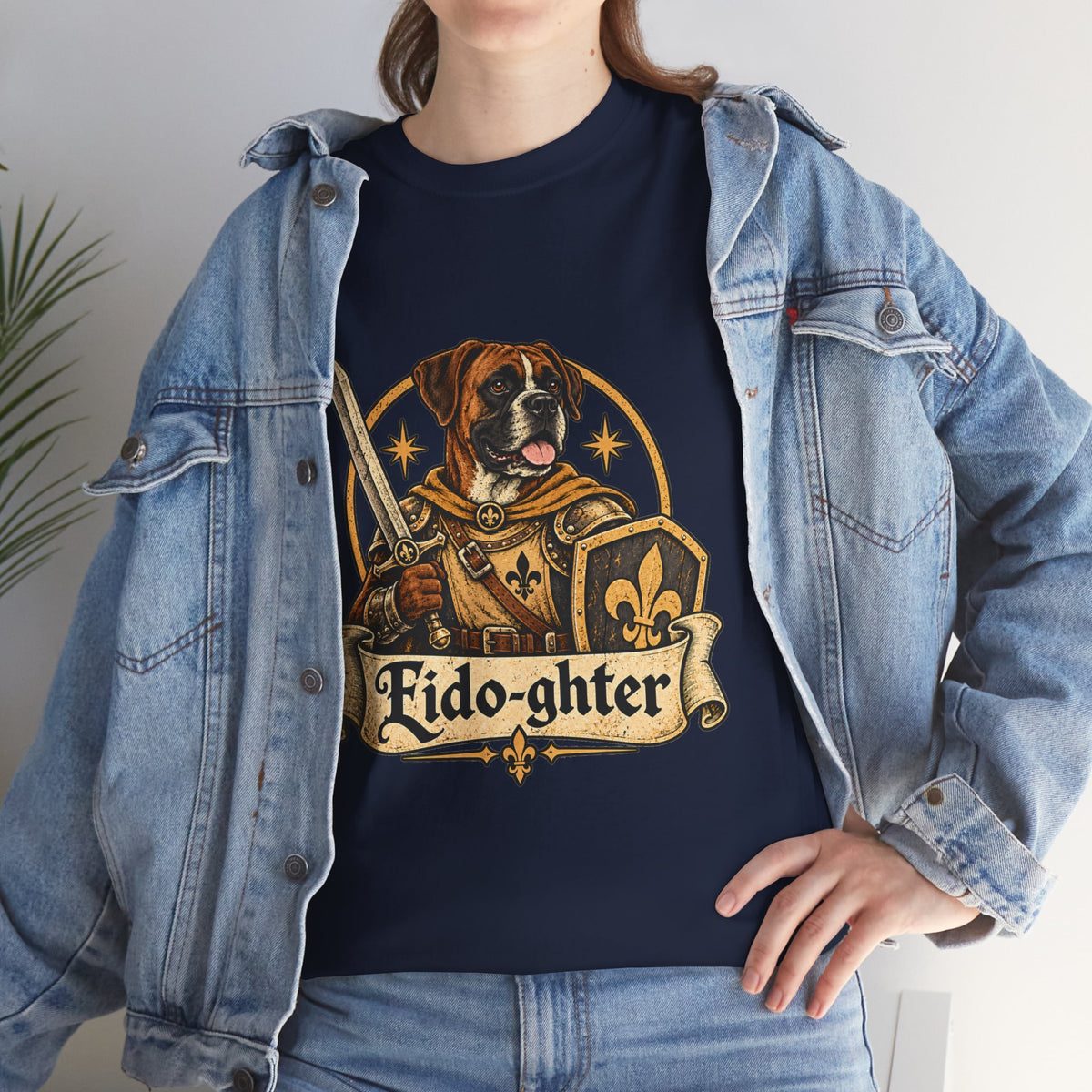 Fido Fighter Dog T Shirt Funny Fantasy Warrior Tee