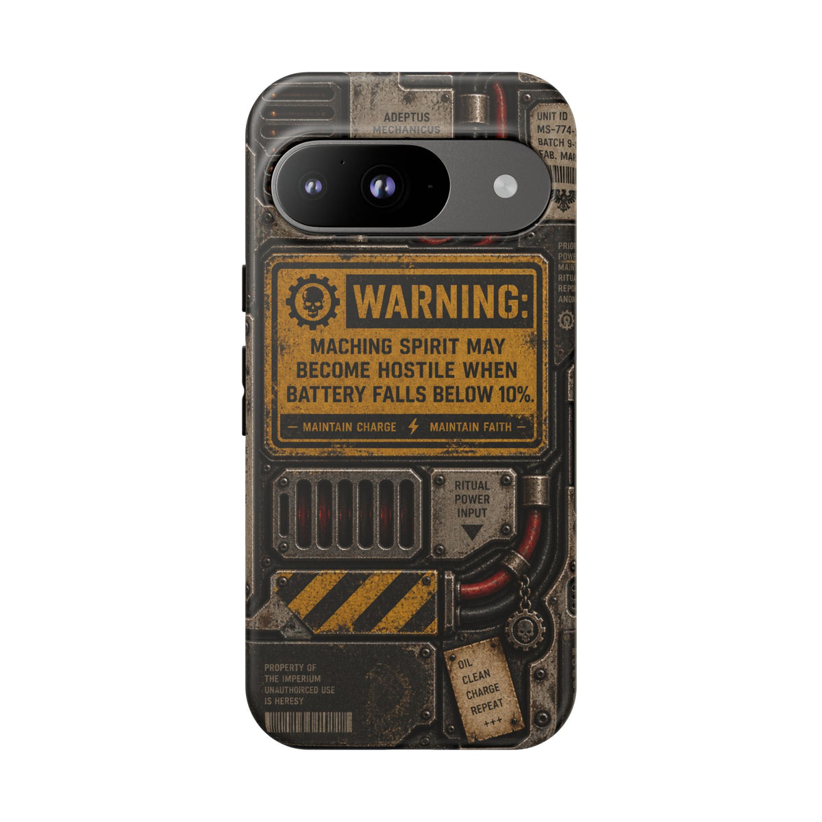 Machine Spirit Warning Phone Case | Grimdark Sci-Fi Design
