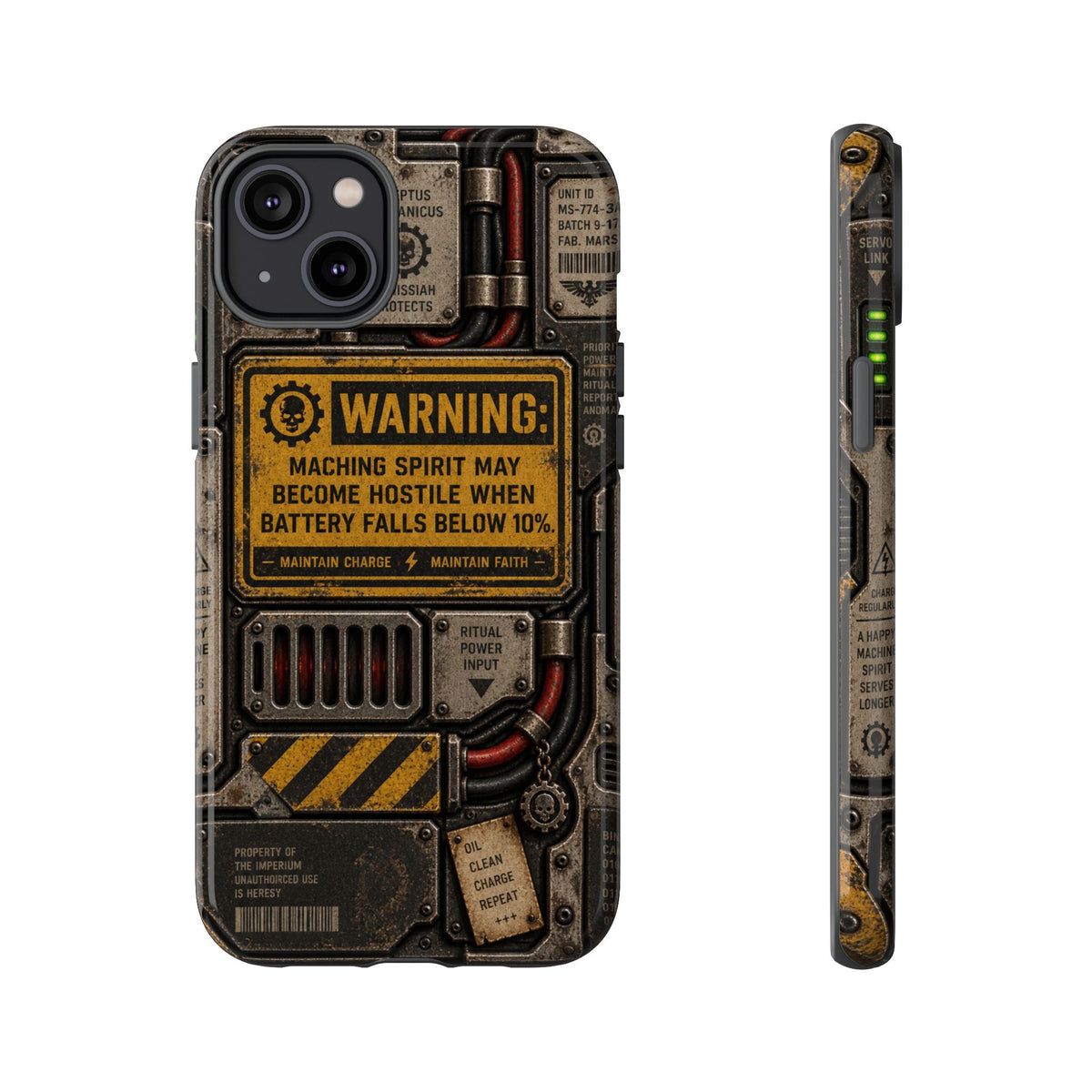 Machine Spirit Warning Phone Case | Grimdark Sci-Fi Design