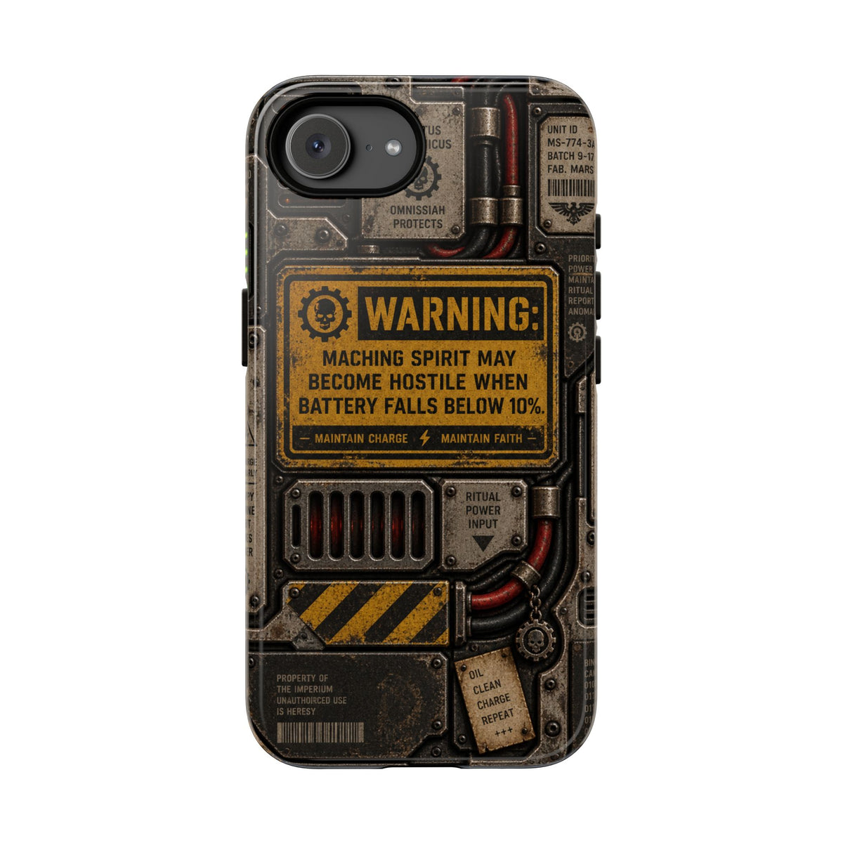 Machine Spirit Warning Phone Case | Grimdark Sci-Fi Design