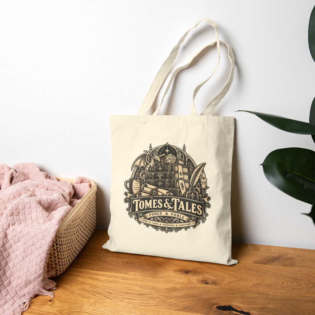 Tomes & Tales Canvas Tote Bag | Vintage Book Lover Tote