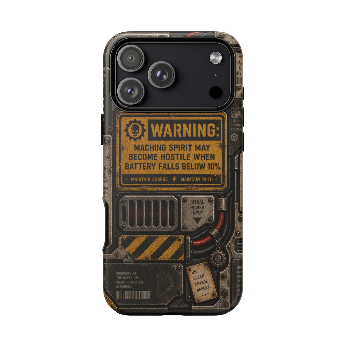 Machine Spirit Warning Phone Case | Grimdark Sci-Fi Design