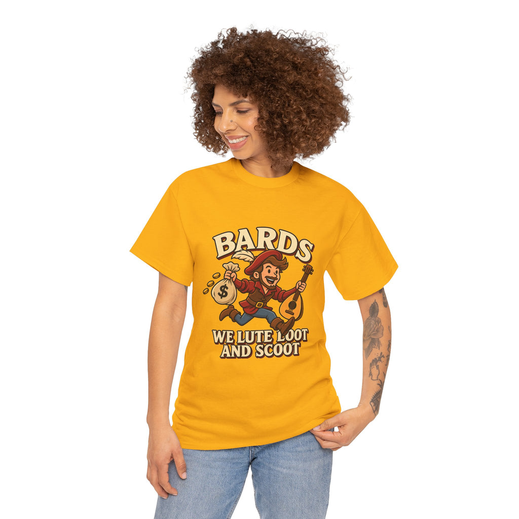 Bards: We Lute, Loot & Scoot T-Shirt | Funny Fantasy RPG Tee