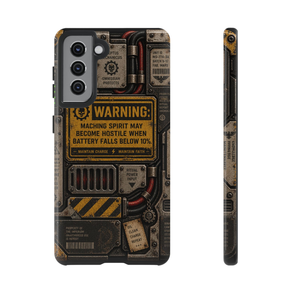Machine Spirit Warning Phone Case | Grimdark Sci-Fi Design