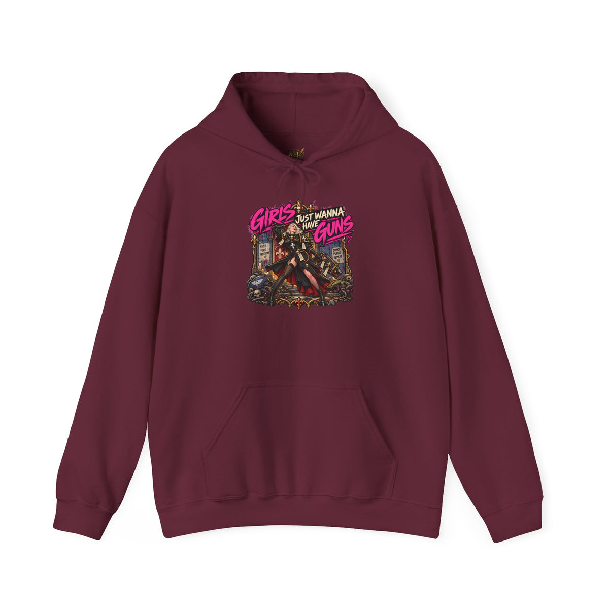 Girls Just Wanna Have Guns Hoodie | Grimdark Battle Sisters Warhammer Inspired Sci-Fi Parody Pullover