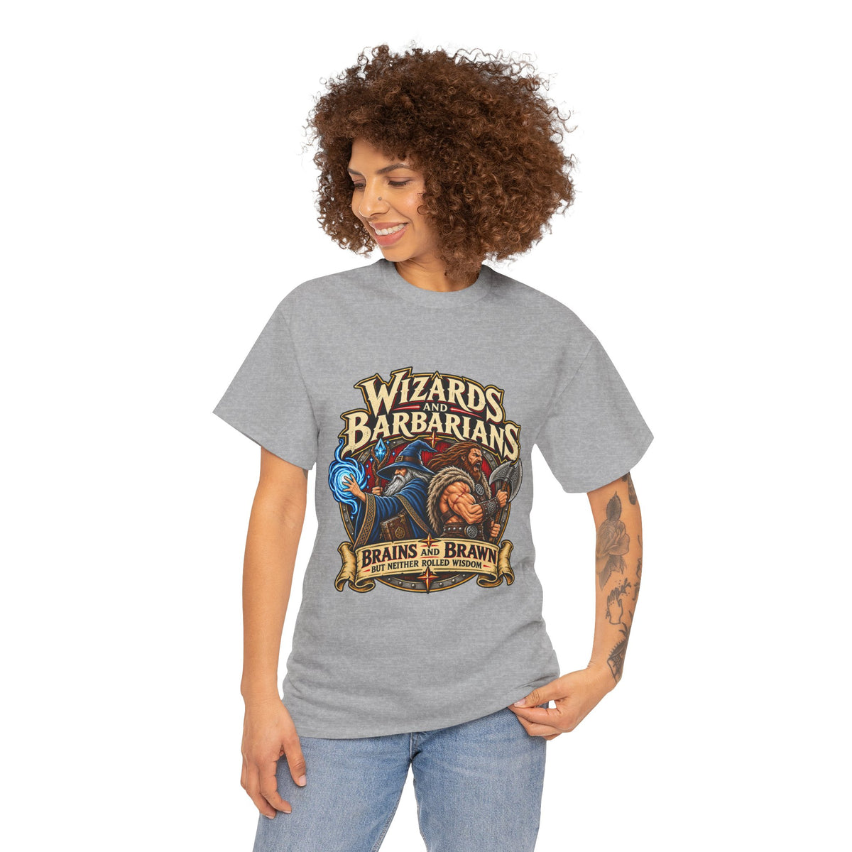 Wizards & Barbarians T-Shirt | Funny Fantasy RPG Gamer Tee