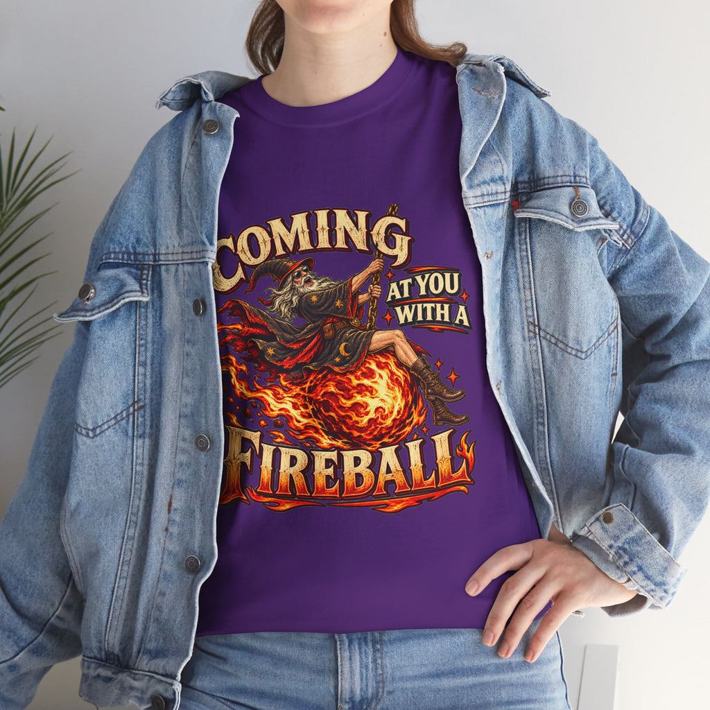 Coming at You With a Fireball Wizard T-Shirt | Funny Fantasy RPG Tee