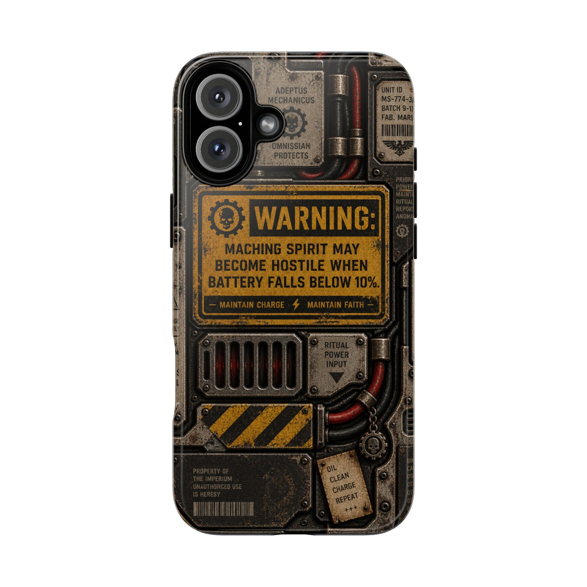 Machine Spirit Warning Phone Case | Grimdark Sci-Fi Design