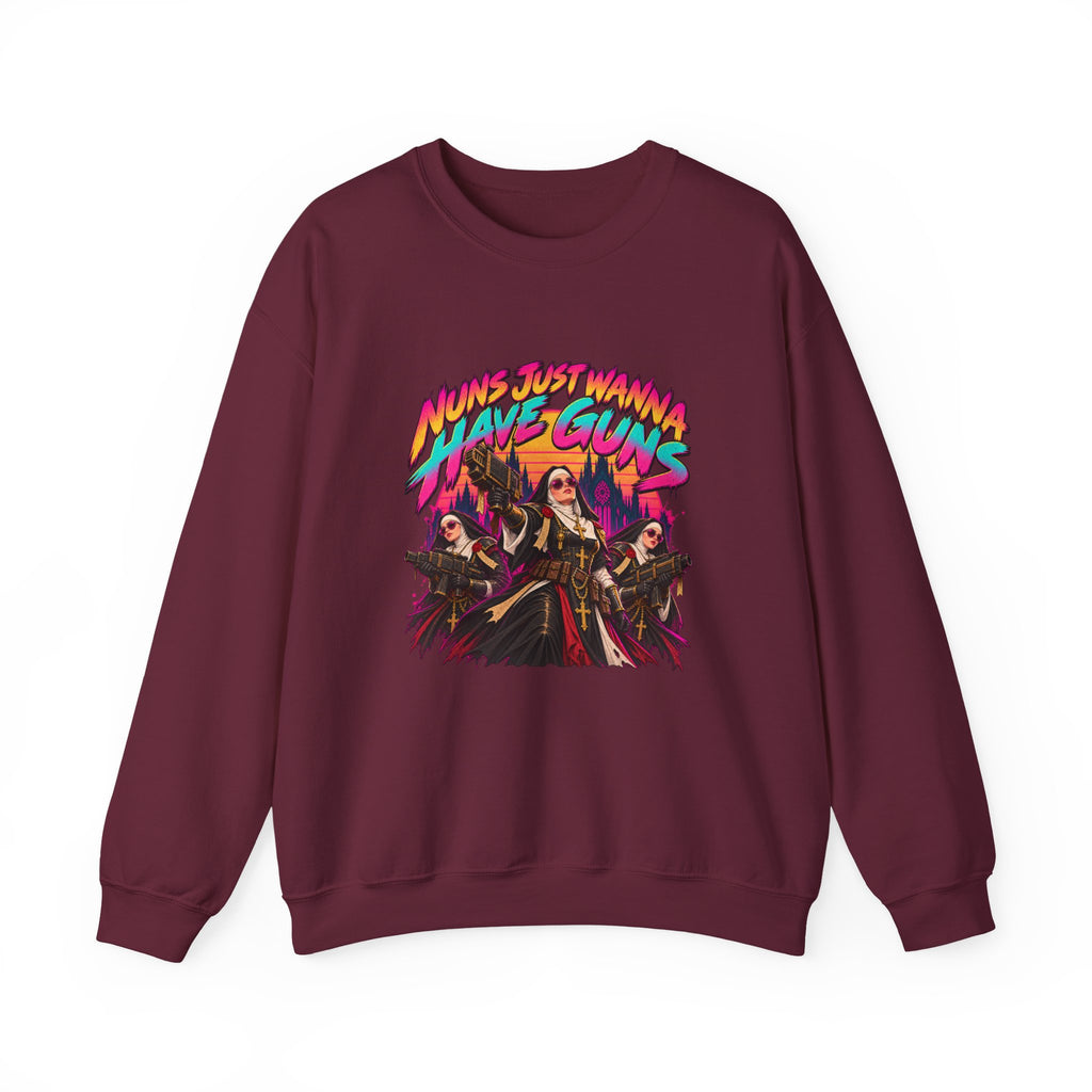 Nuns Just Wanna Have Guns Graphic Crewneck Sweatshirt