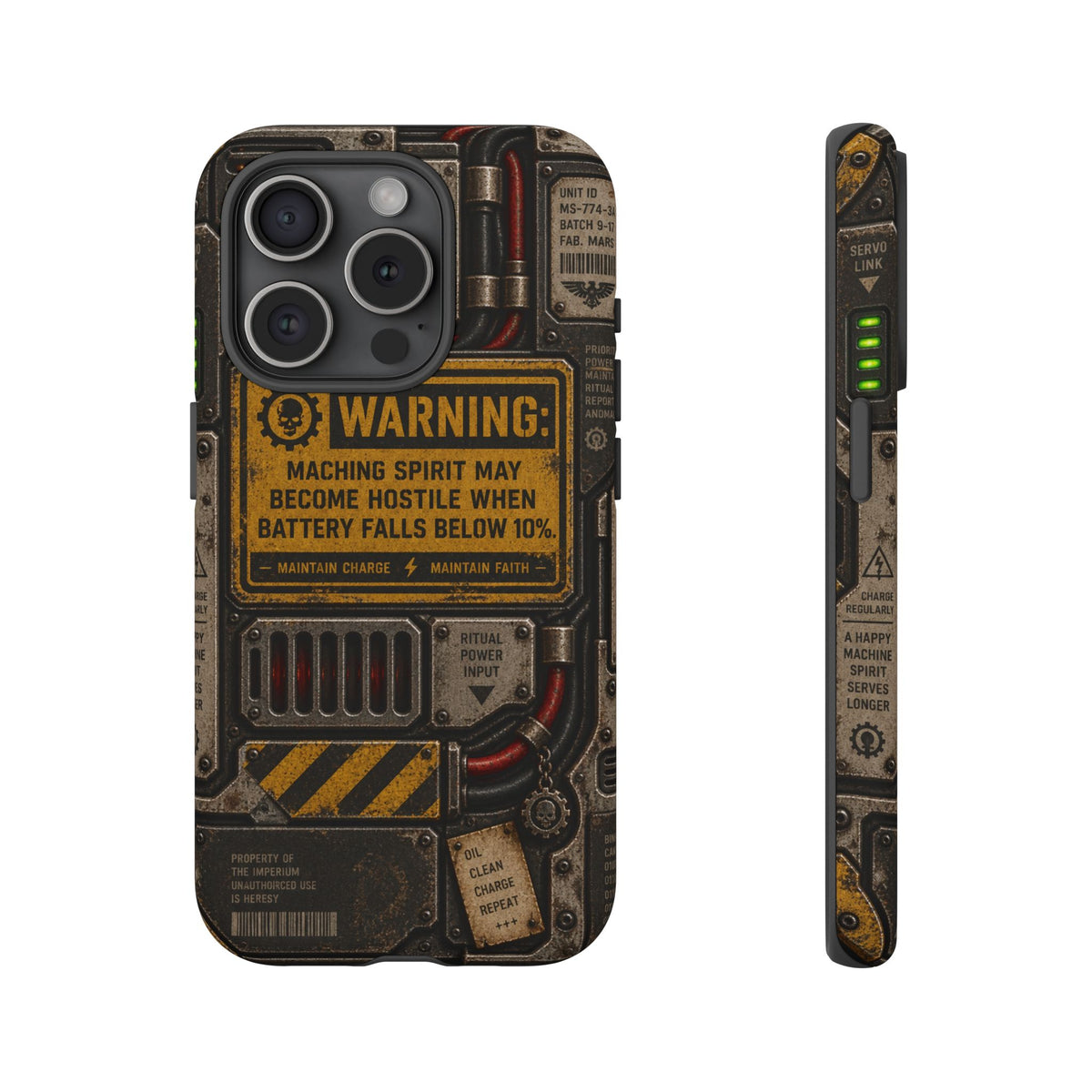 Machine Spirit Warning Phone Case | Grimdark Sci-Fi Design