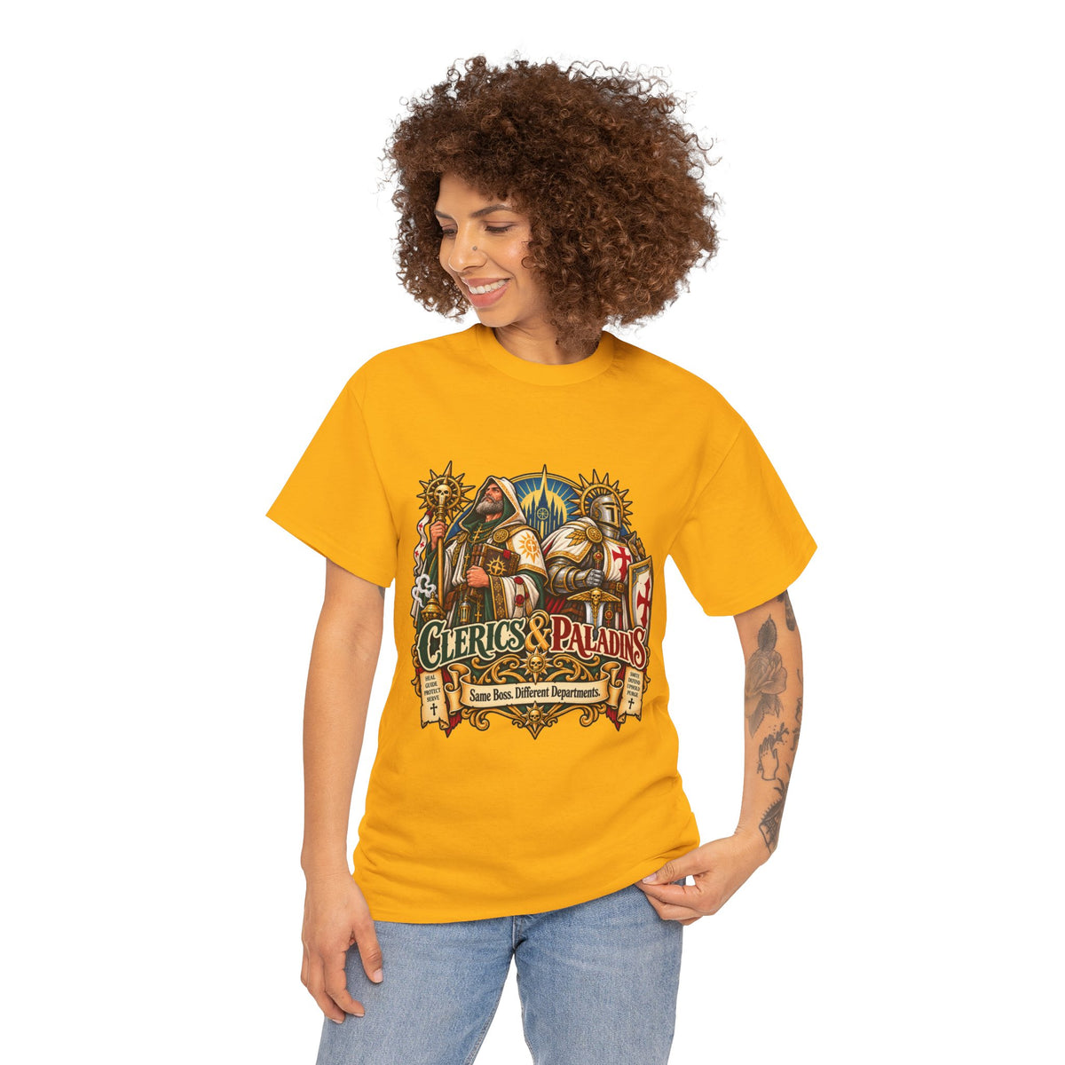 Clerics & Paladins RPG Tee | Same Boss, Different Departments