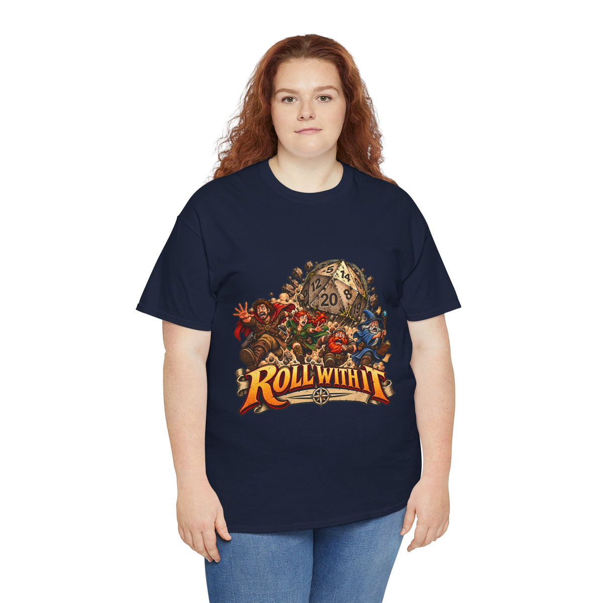 Roll With It D20 T-Shirt | Funny Tabletop RPG Dice Tee