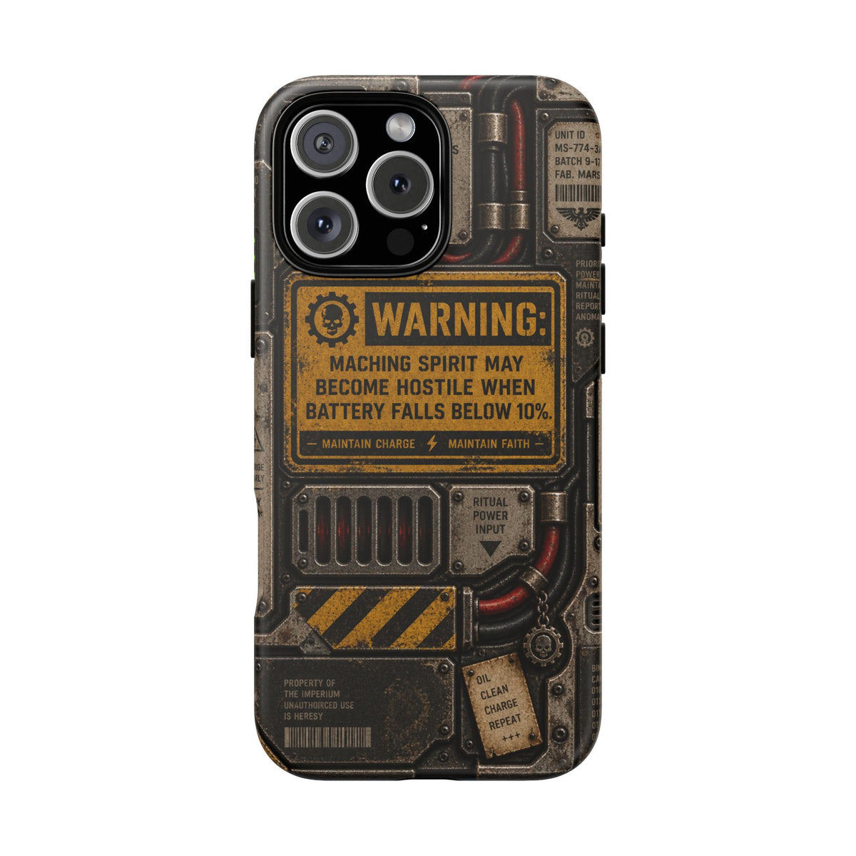 Machine Spirit Warning Phone Case | Grimdark Sci-Fi Design