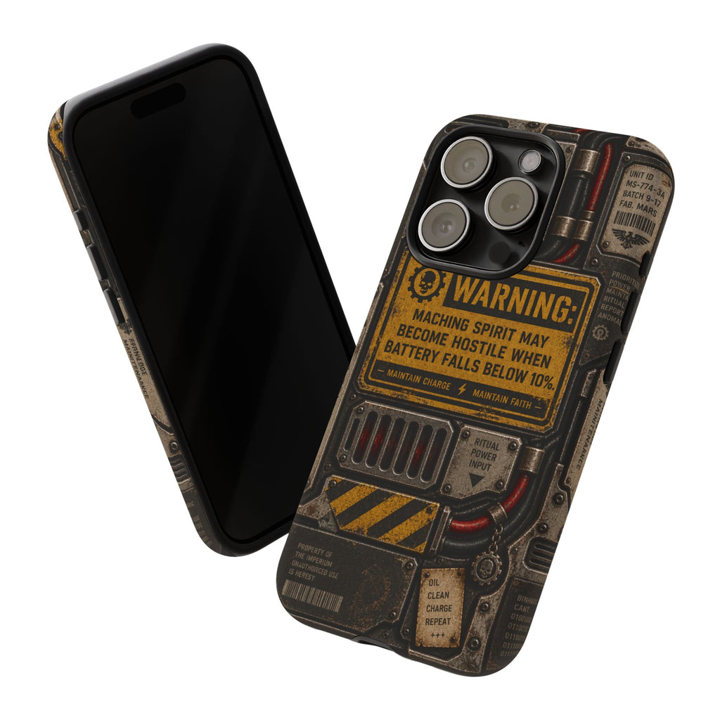 Machine Spirit Warning Phone Case | Grimdark Sci-Fi Design