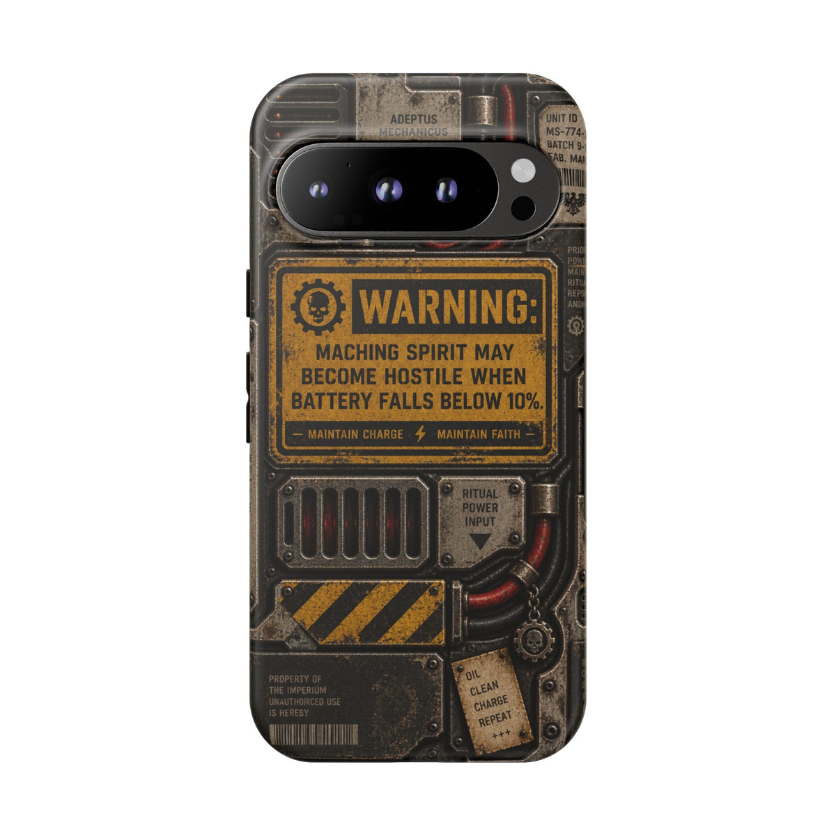 Machine Spirit Warning Phone Case | Grimdark Sci-Fi Design