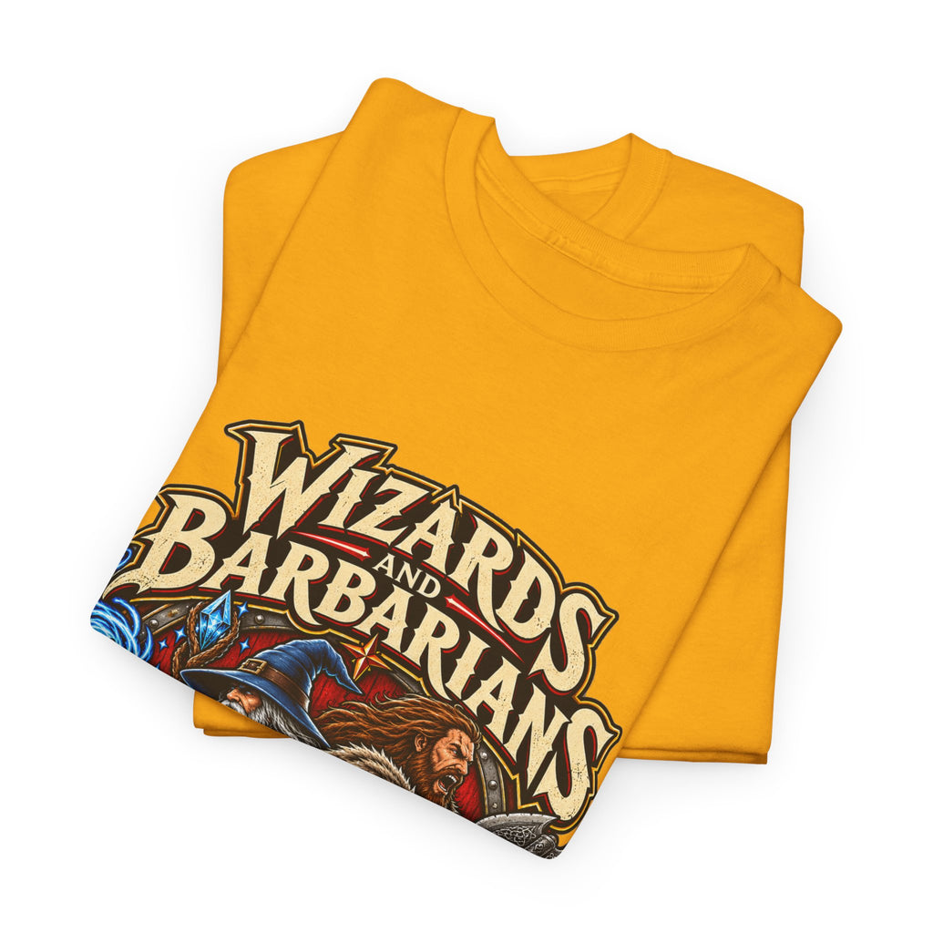 Wizards & Barbarians T-Shirt | Funny Fantasy RPG Gamer Tee