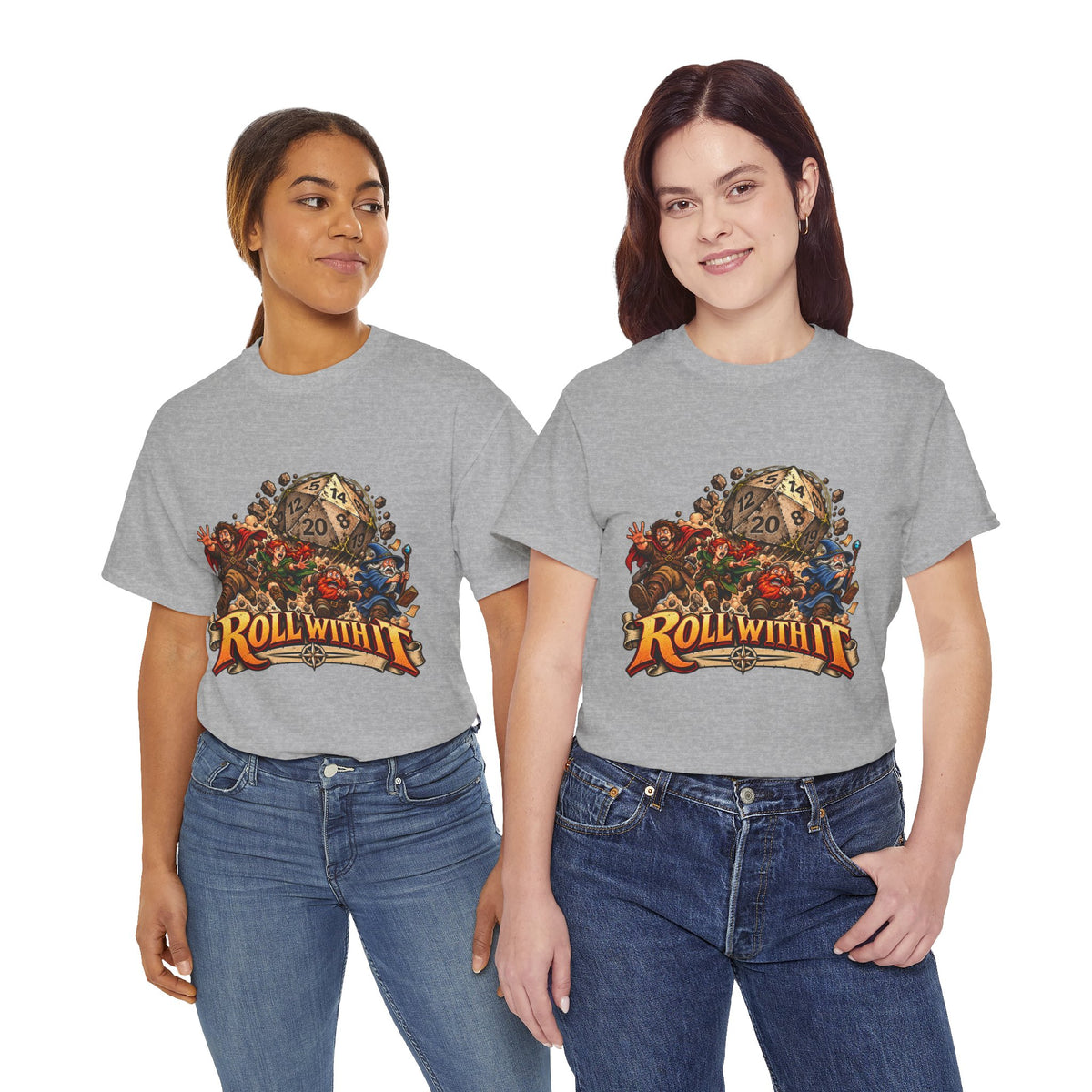 Roll With It D20 T-Shirt | Funny Tabletop RPG Dice Tee