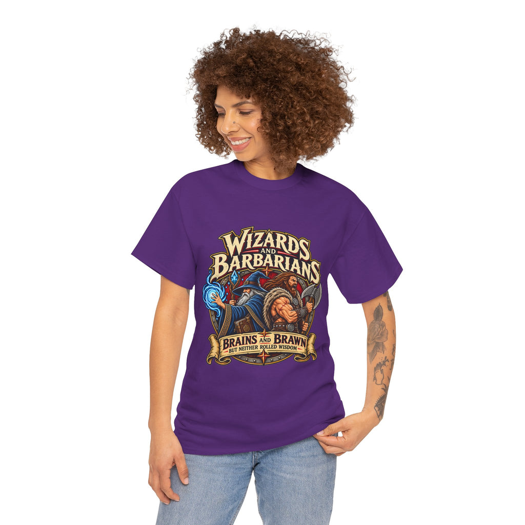 Wizards & Barbarians T-Shirt | Funny Fantasy RPG Gamer Tee