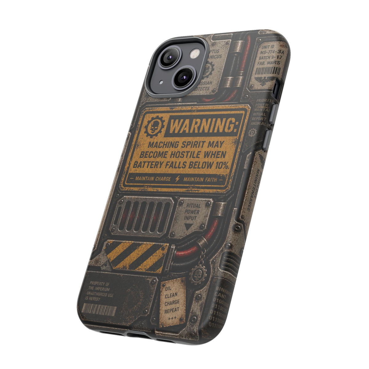 Machine Spirit Warning Phone Case | Grimdark Sci-Fi Design