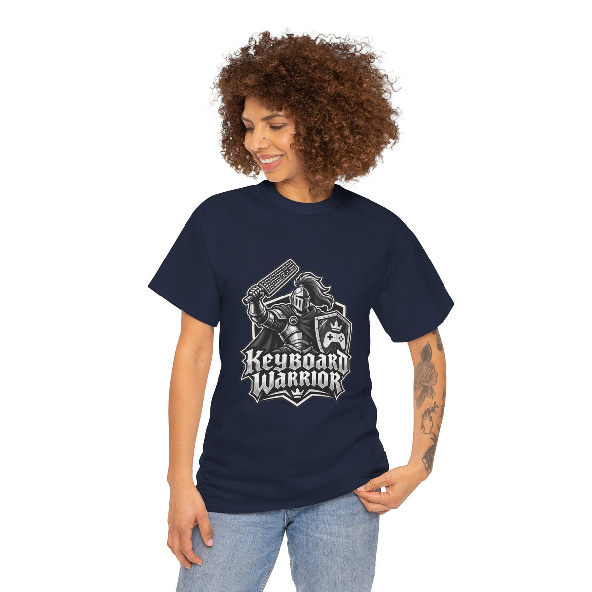 Keyboard Warrior T Shirt Funny Video Gamer Knight Graphic Tee