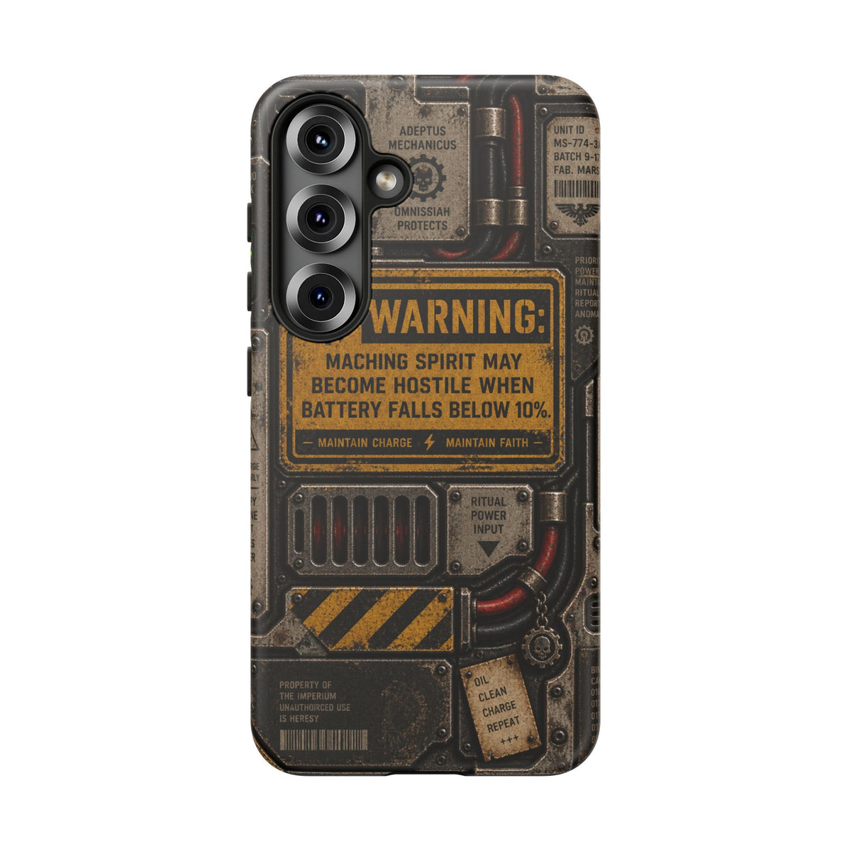 Machine Spirit Warning Phone Case | Grimdark Sci-Fi Design