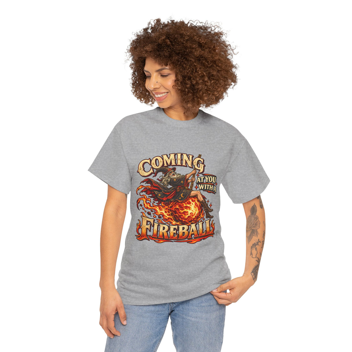 Coming at You With a Fireball Wizard T-Shirt | Funny Fantasy RPG Tee