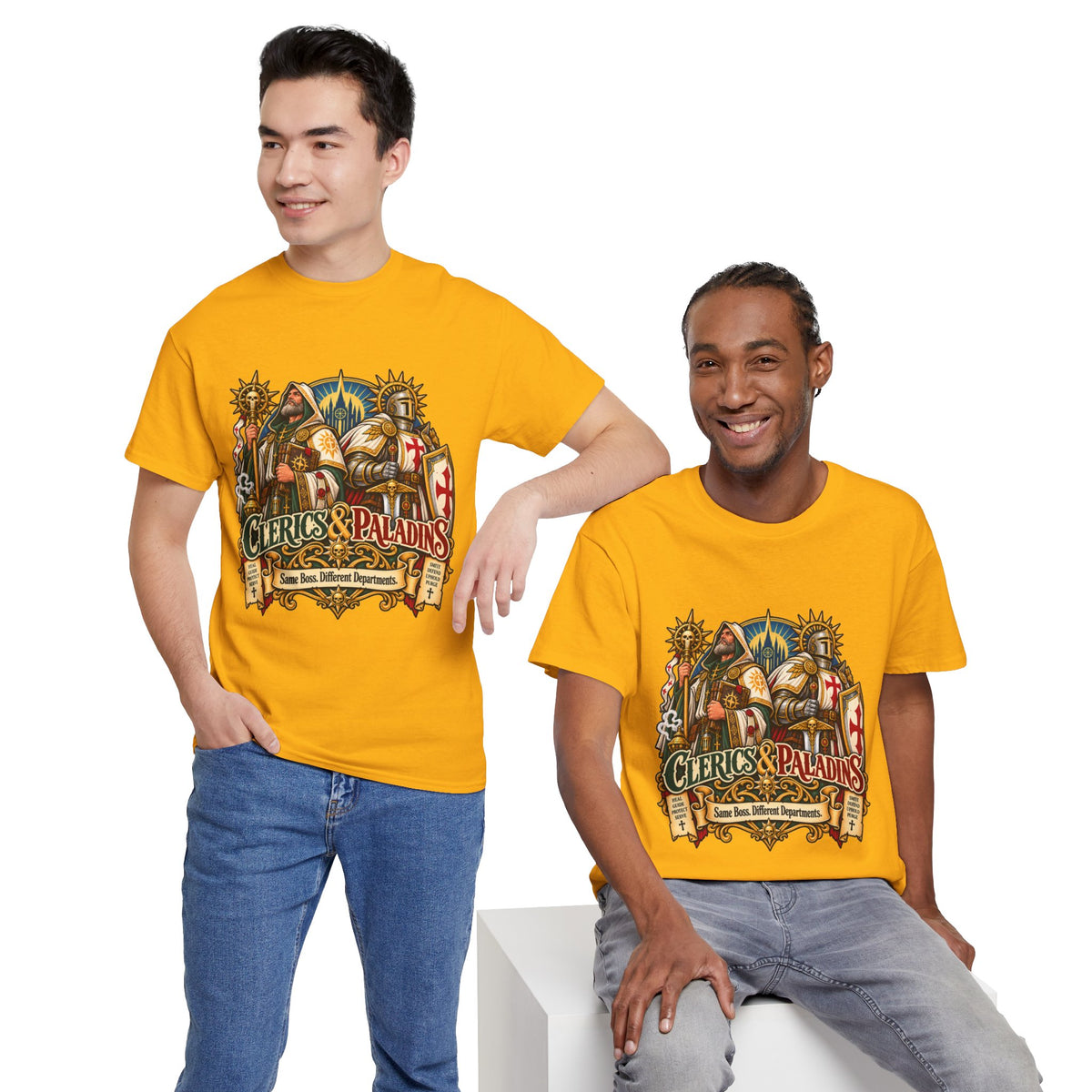 Clerics & Paladins RPG Tee | Same Boss, Different Departments
