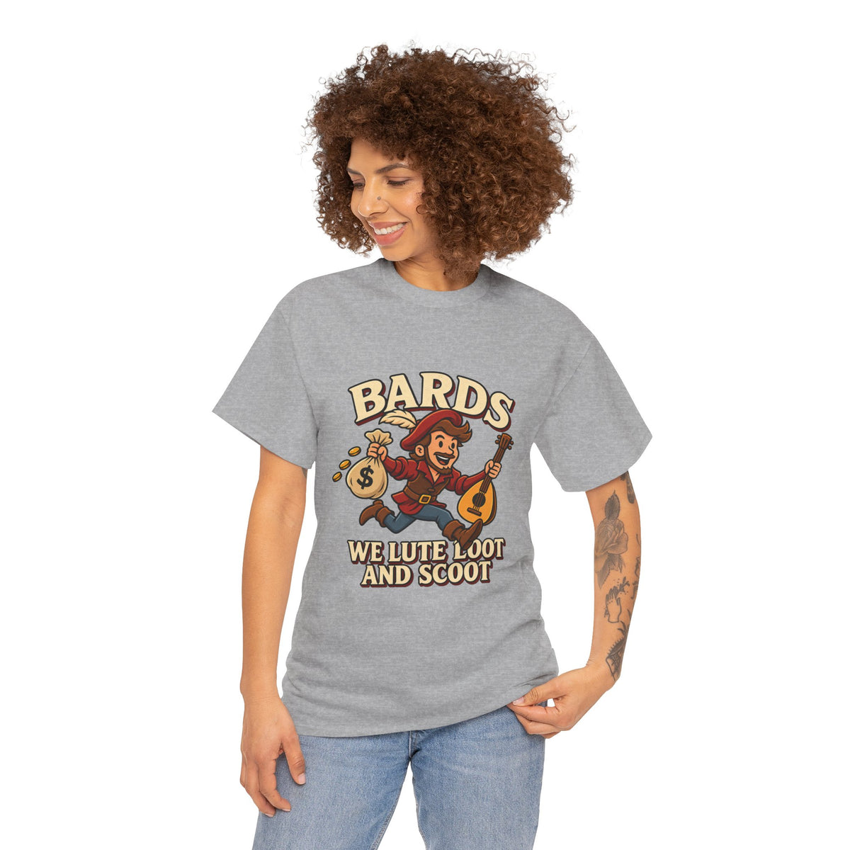 Bards: We Lute, Loot & Scoot T-Shirt | Funny Fantasy RPG Tee