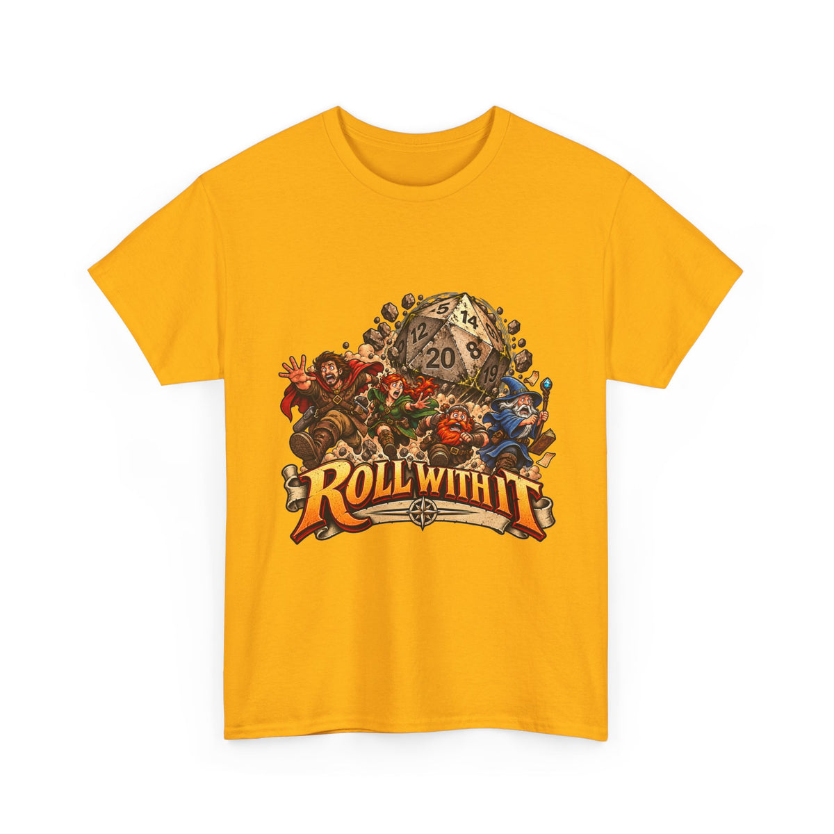 Roll With It D20 T-Shirt | Funny Tabletop RPG Dice Tee