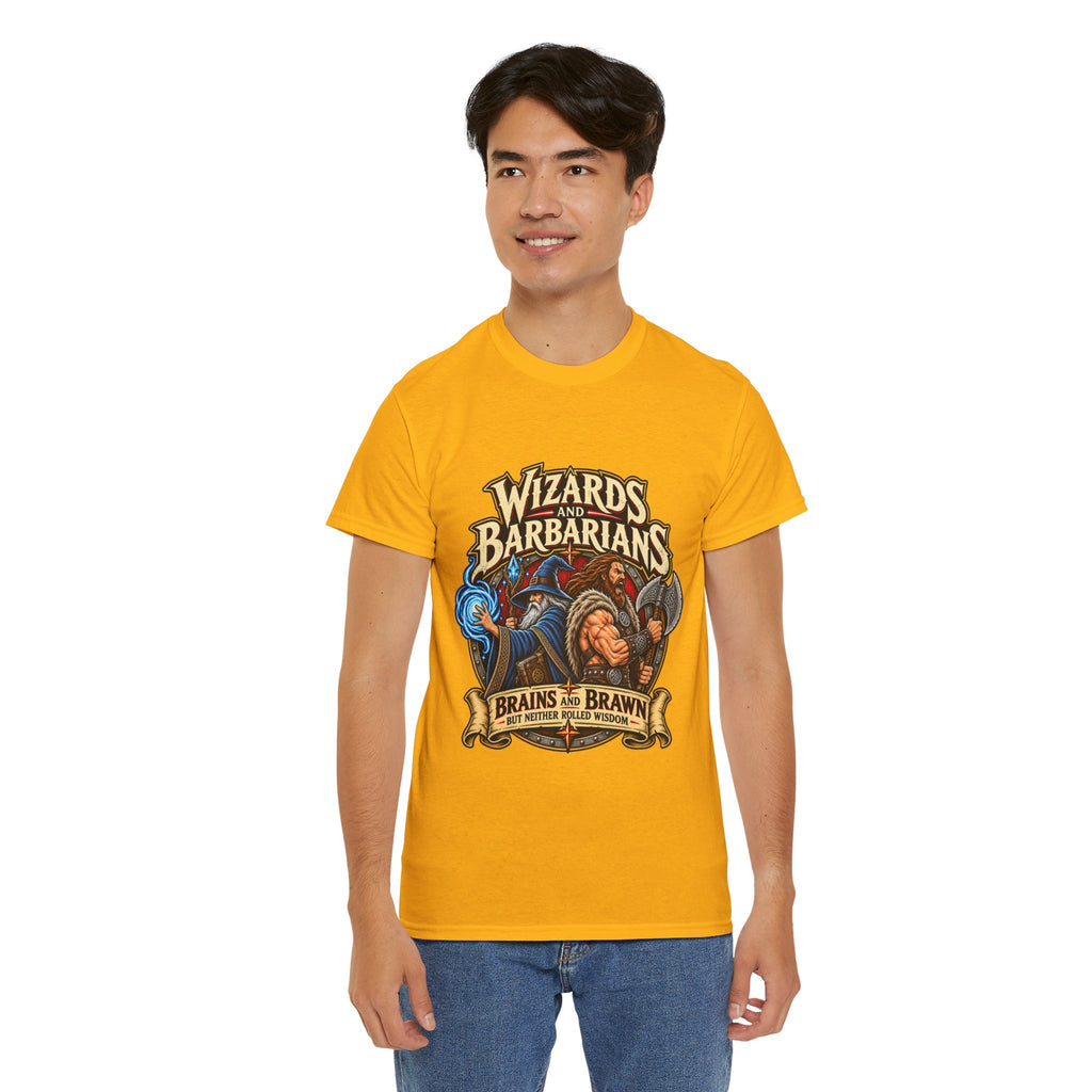 Wizards & Barbarians T-Shirt | Funny Fantasy RPG Gamer Tee
