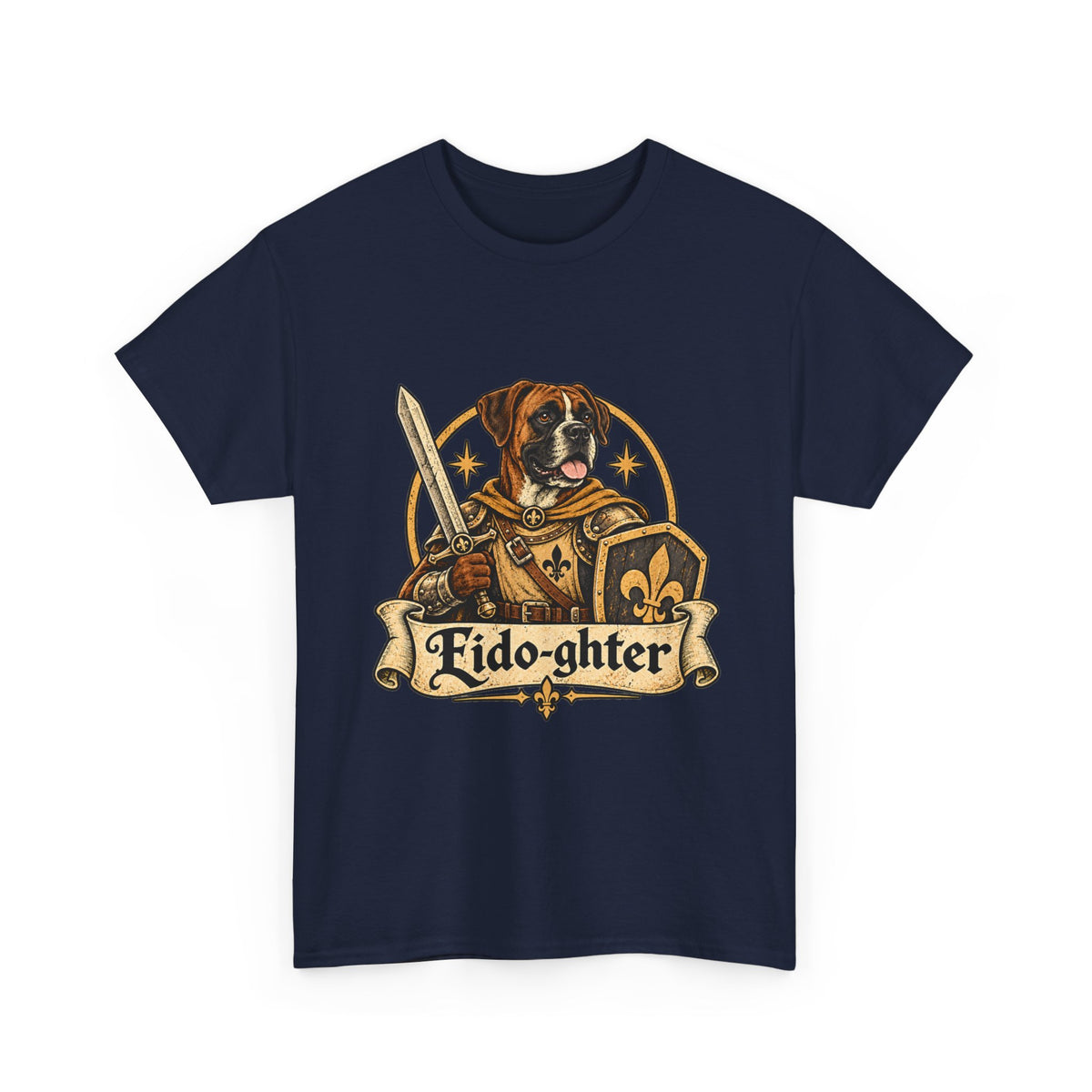 Fido Fighter Dog T Shirt Funny Fantasy Warrior Tee