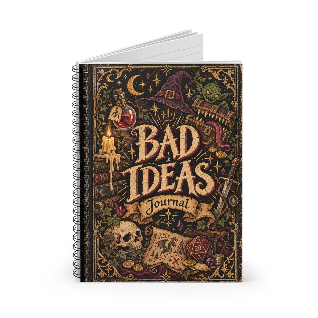 Bad Ideas Journal | Funny Gothic Fantasy Ruled Spiral Notebook