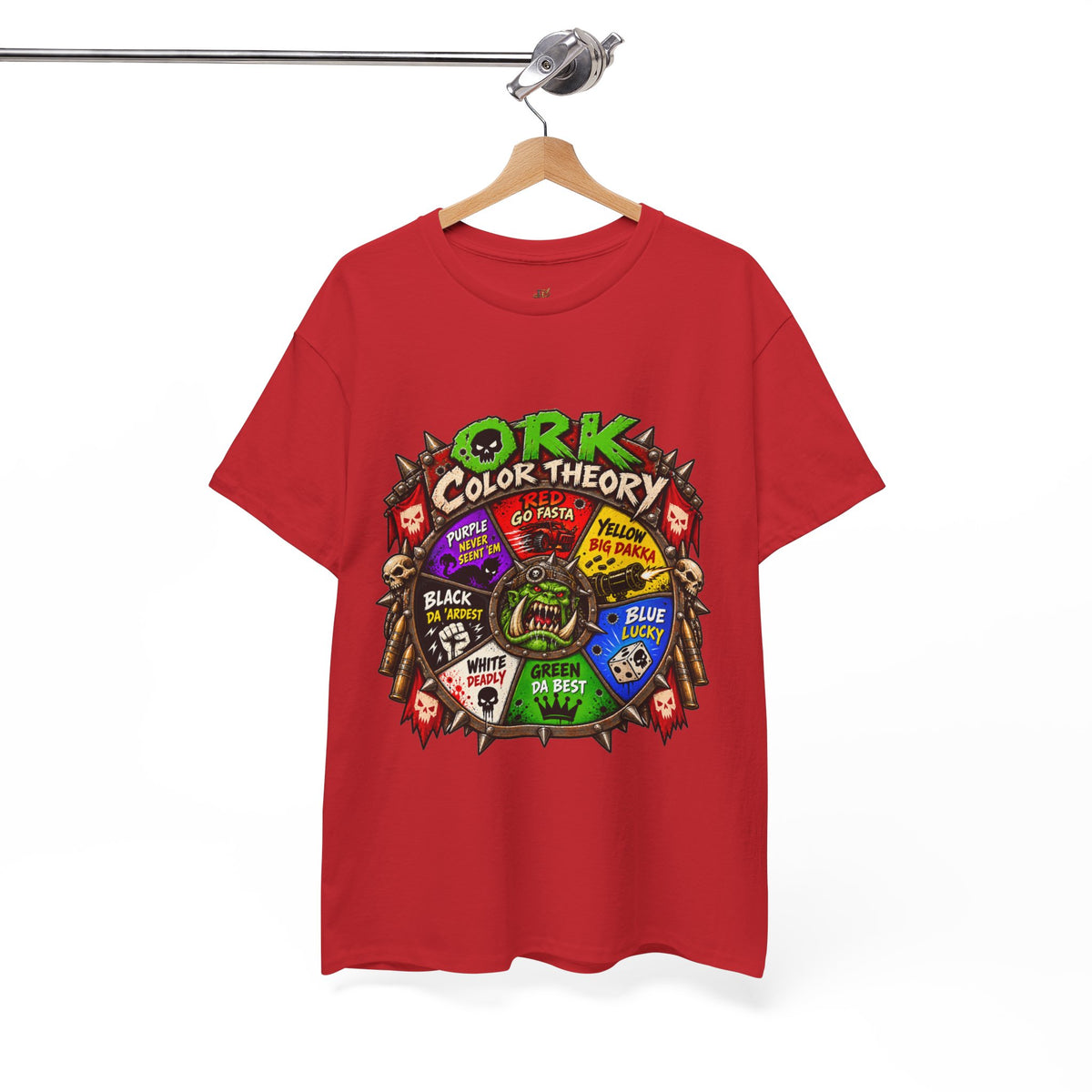 Green-Skin Color Theory T-Shirt – Funny Tabletop Wargaming Tee | Ork Fantasy Sci-Fi Gamer Shirt