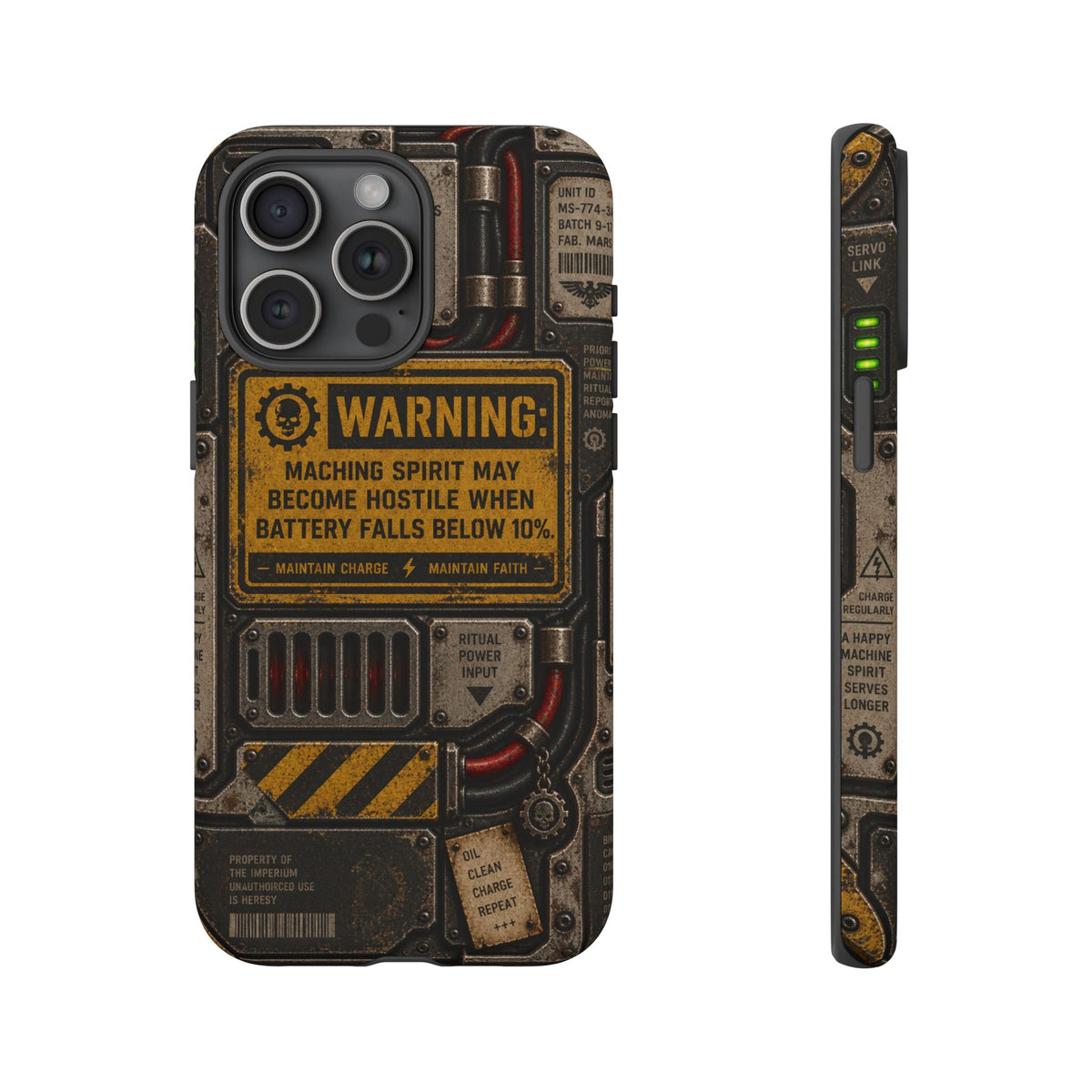 Machine Spirit Warning Phone Case | Grimdark Sci-Fi Design