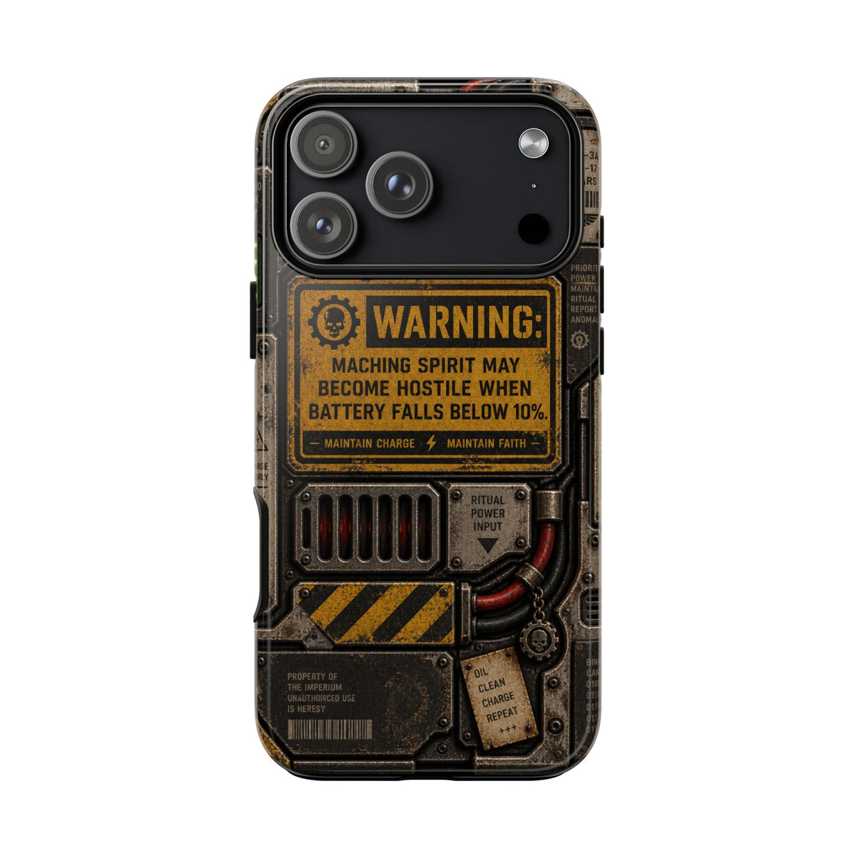 Machine Spirit Warning Phone Case | Grimdark Sci-Fi Design