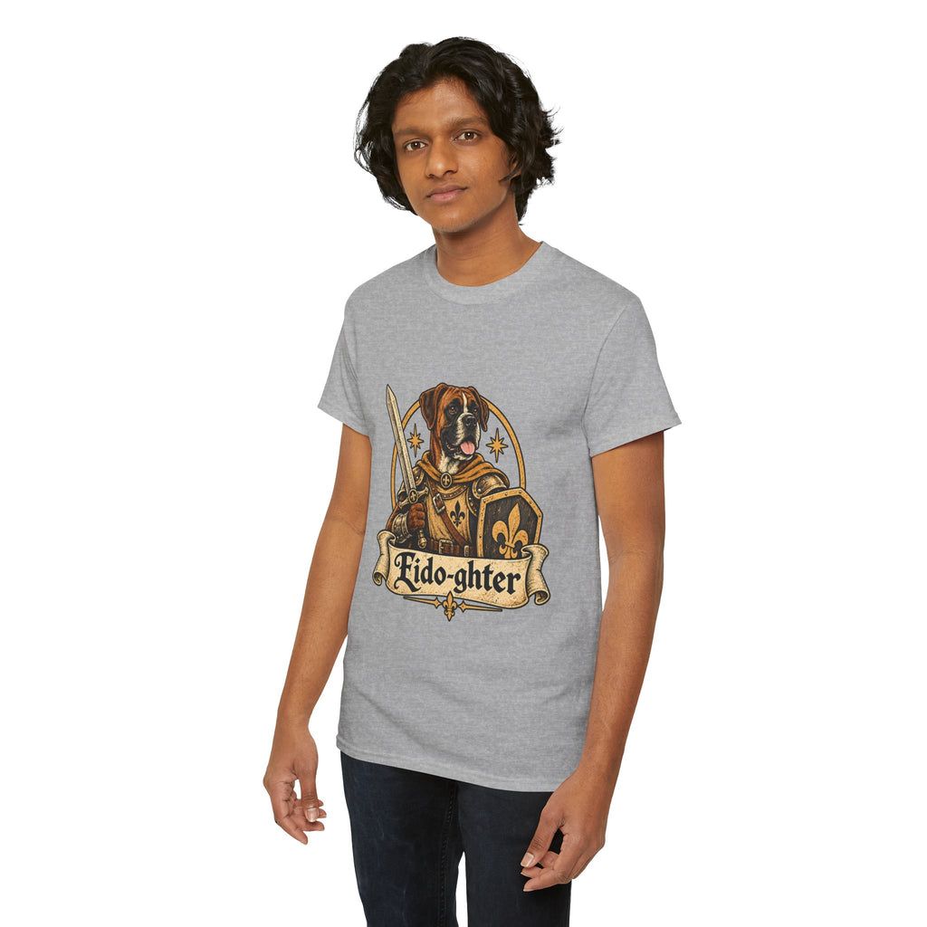Fido Fighter Dog T Shirt Funny Fantasy Warrior Tee