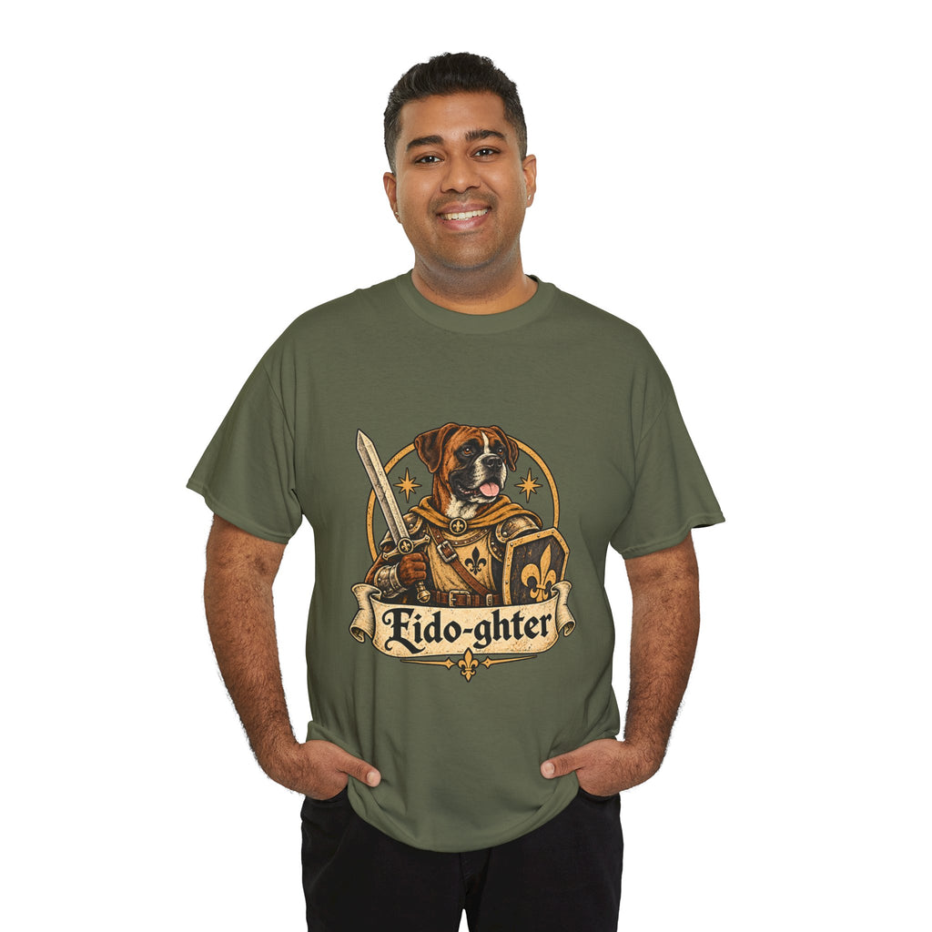 Fido Fighter Dog T Shirt Funny Fantasy Warrior Tee