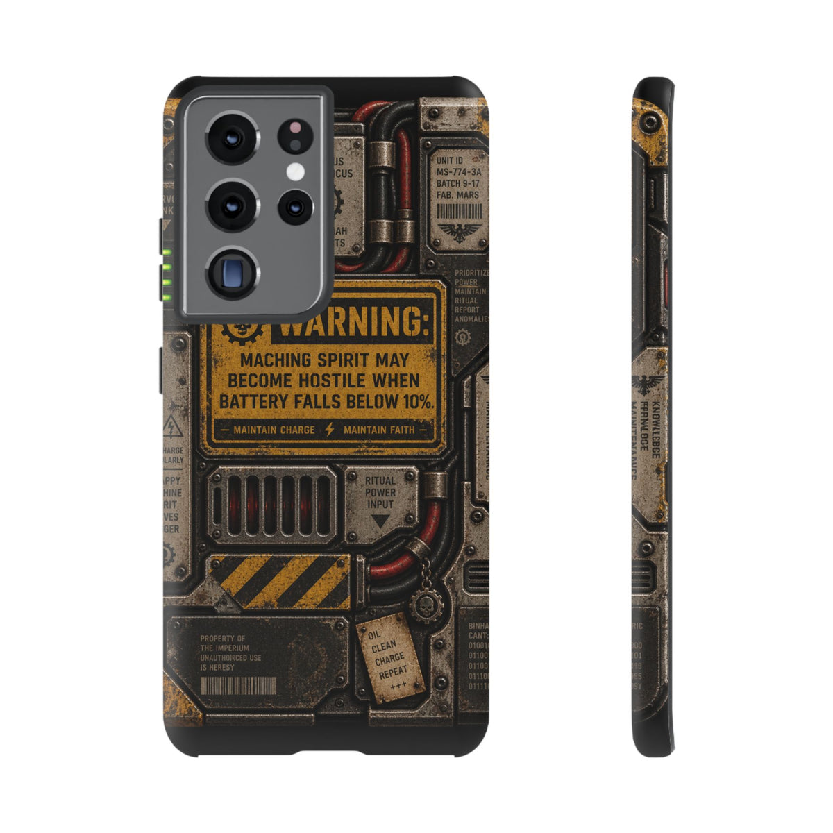 Machine Spirit Warning Phone Case | Grimdark Sci-Fi Design