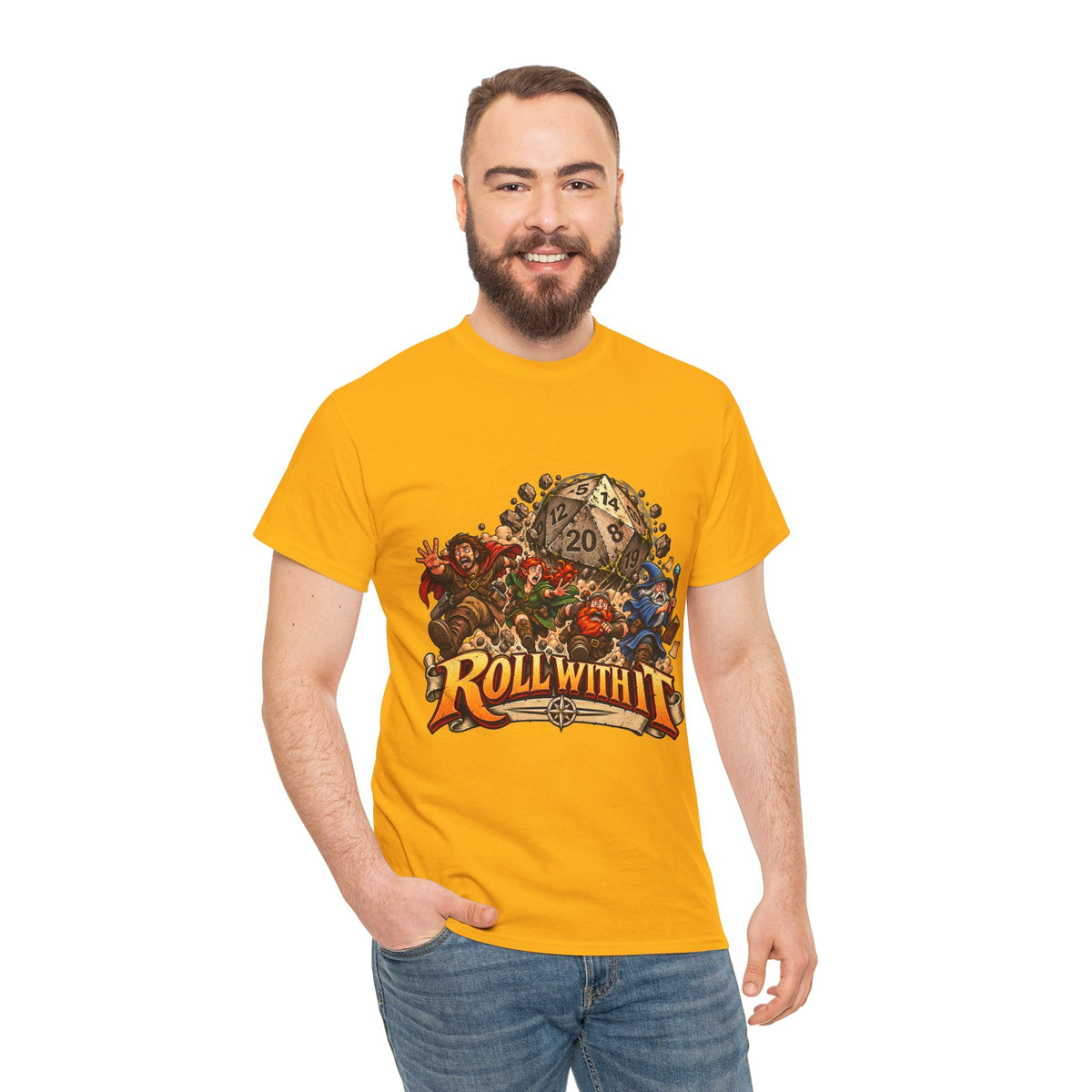 Roll With It D20 T-Shirt | Funny Tabletop RPG Dice Tee