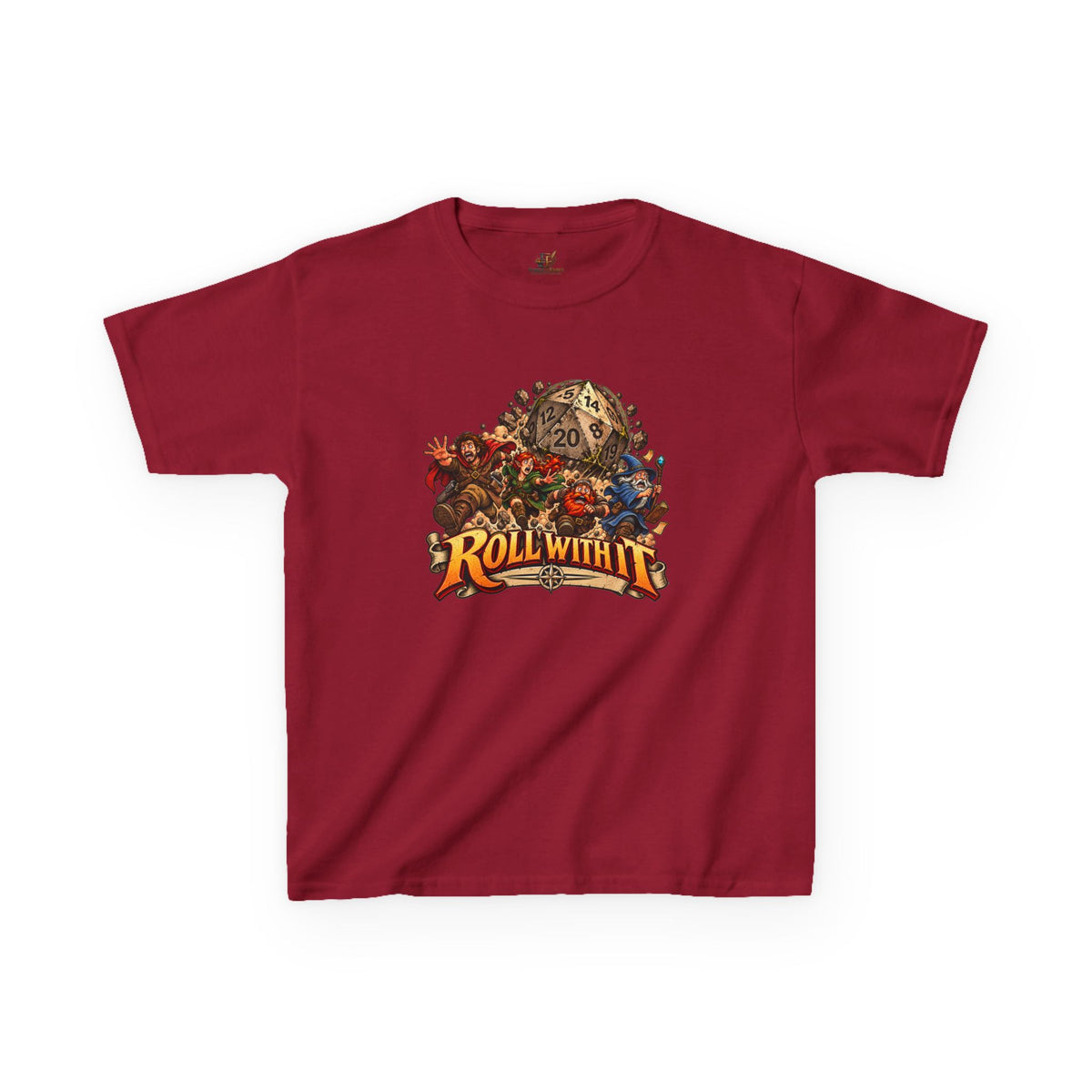 Kids Roll With It D20 T-Shirt | Funny Tabletop RPG Dice Tee
