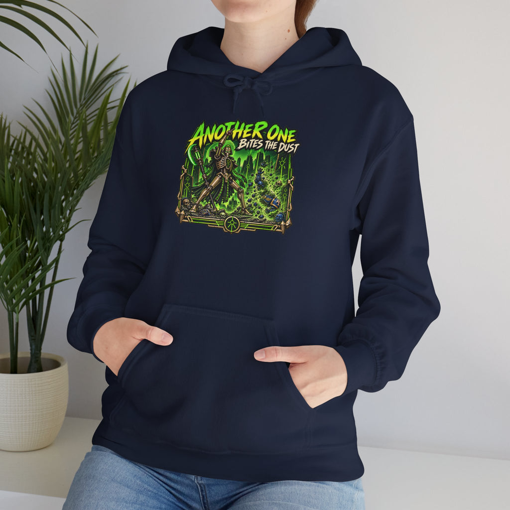 Another One Bites the Dust Hoodie | Grimdark Warhammer Necron Inspired Sci-Fi Gaming Pullover