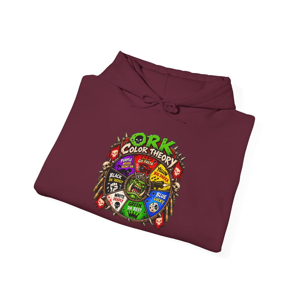 Ork Color Theory Hoodie | Funny Grimdark Warhammer Inspired Tabletop Gaming Graphic Pullover