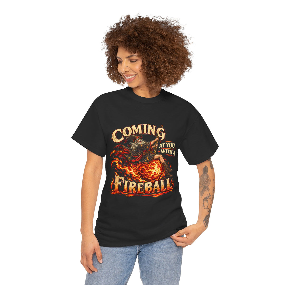 Coming at You With a Fireball Wizard T-Shirt | Funny Fantasy RPG Tee
