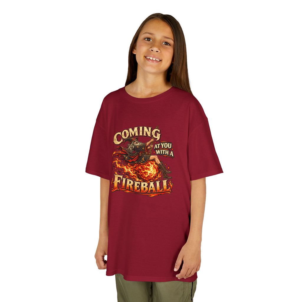 Kids Fireball Dragon T-Shirt | Cute Fantasy RPG Adventure Tee